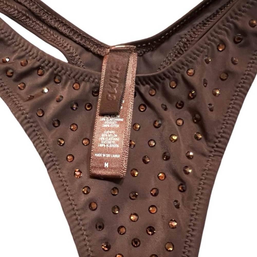 SKIMS rhinestone mini thong Swarovski crystals cocoa Medium M NWT NEW
